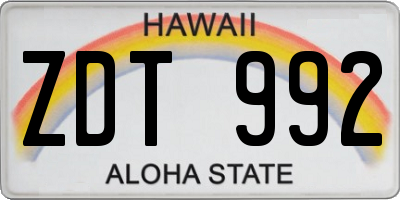 HI license plate ZDT992