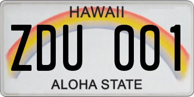 HI license plate ZDU001