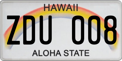 HI license plate ZDU008
