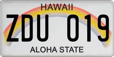 HI license plate ZDU019