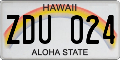 HI license plate ZDU024