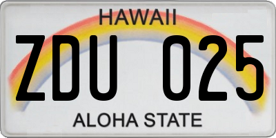 HI license plate ZDU025