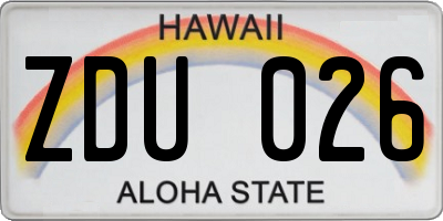 HI license plate ZDU026