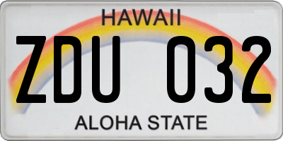 HI license plate ZDU032