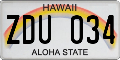 HI license plate ZDU034