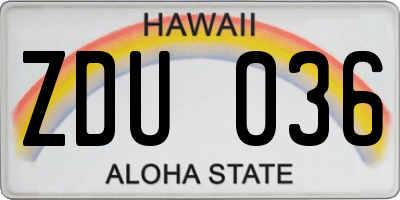 HI license plate ZDU036