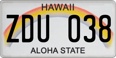HI license plate ZDU038