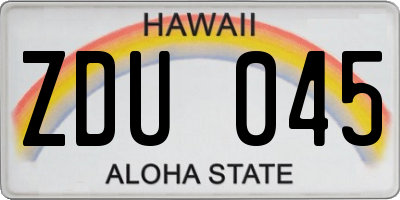 HI license plate ZDU045