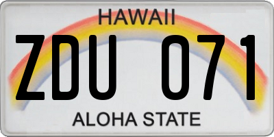 HI license plate ZDU071