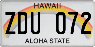 HI license plate ZDU072