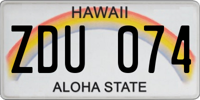 HI license plate ZDU074