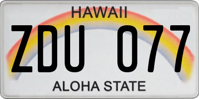 HI license plate ZDU077
