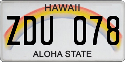 HI license plate ZDU078