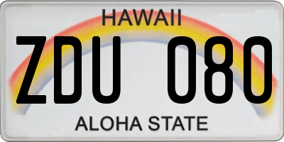 HI license plate ZDU080
