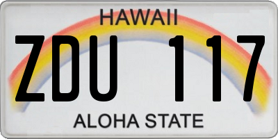 HI license plate ZDU117