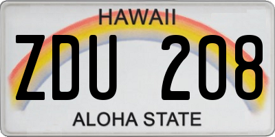 HI license plate ZDU208