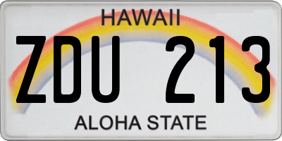 HI license plate ZDU213