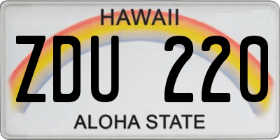 HI license plate ZDU220