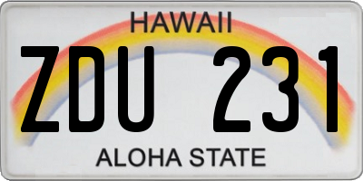 HI license plate ZDU231
