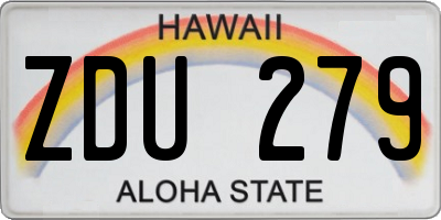 HI license plate ZDU279