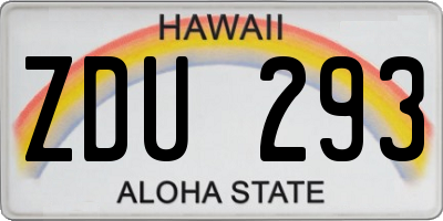 HI license plate ZDU293