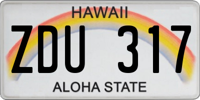 HI license plate ZDU317