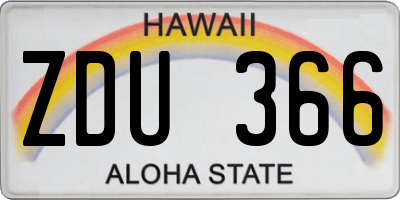 HI license plate ZDU366
