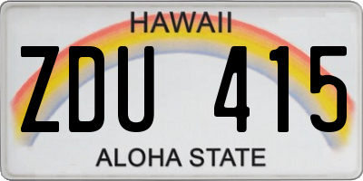 HI license plate ZDU415