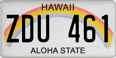 HI license plate ZDU461