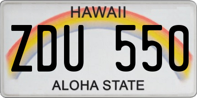 HI license plate ZDU550