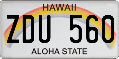 HI license plate ZDU560