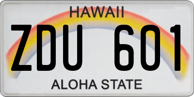 HI license plate ZDU601
