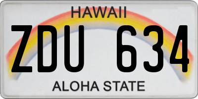 HI license plate ZDU634