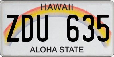 HI license plate ZDU635