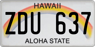 HI license plate ZDU637