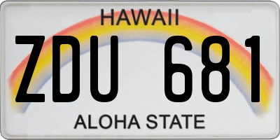 HI license plate ZDU681