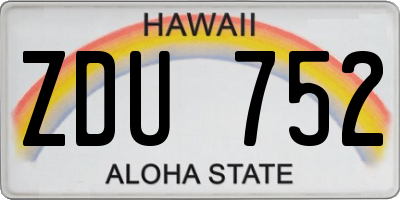 HI license plate ZDU752