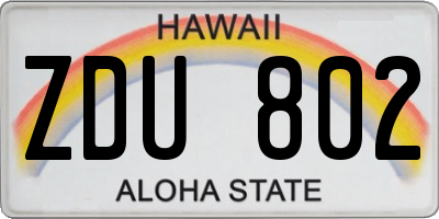 HI license plate ZDU802