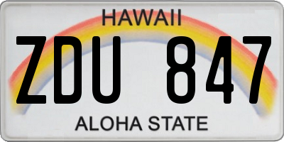 HI license plate ZDU847