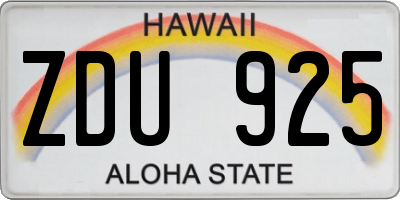 HI license plate ZDU925
