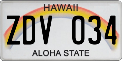 HI license plate ZDV034