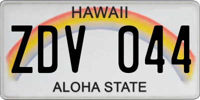 HI license plate ZDV044