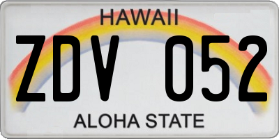HI license plate ZDV052