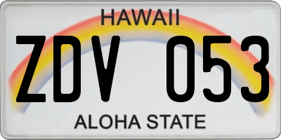HI license plate ZDV053