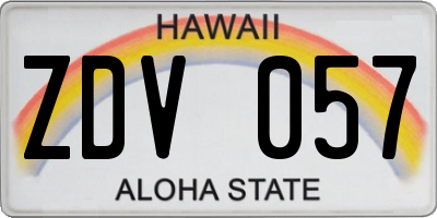 HI license plate ZDV057