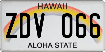 HI license plate ZDV066