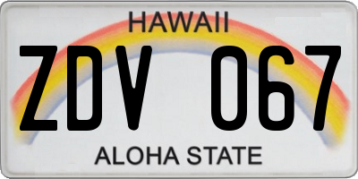 HI license plate ZDV067