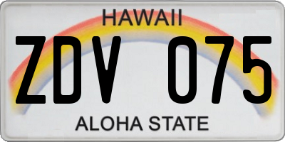 HI license plate ZDV075