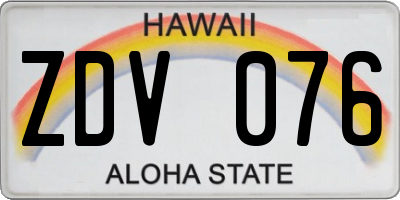 HI license plate ZDV076