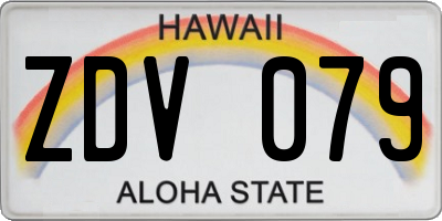 HI license plate ZDV079